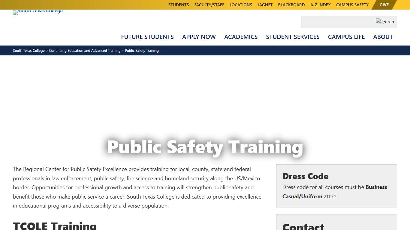 Public Safety Training South Texas College