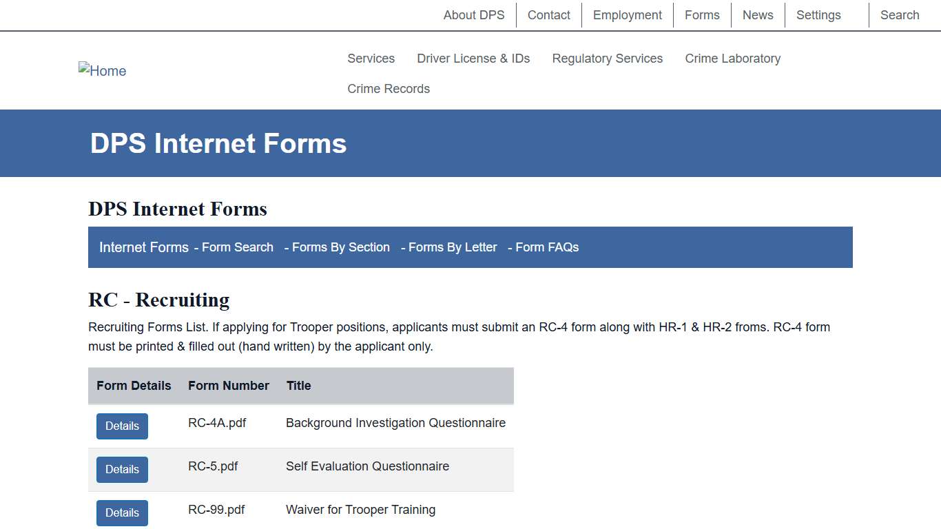 Section Details - DPSnet Internet Forms