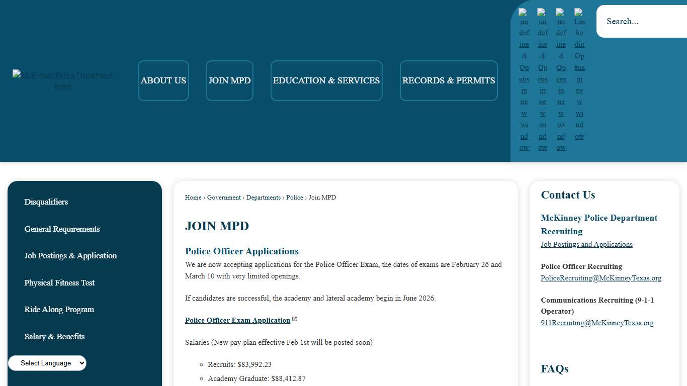 JOIN MPD McKinney, TX - Official Website